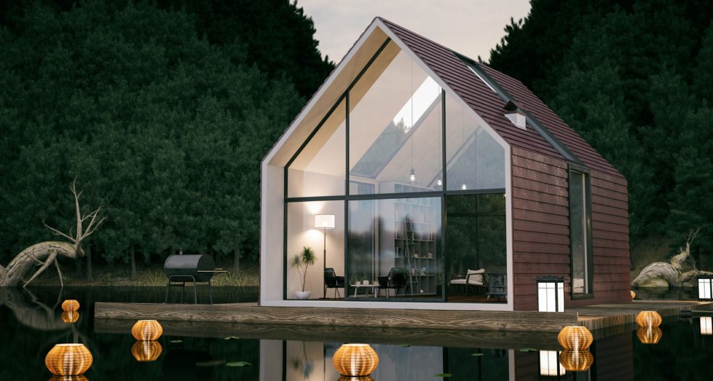 Casa moderna sul lago, immagine illustrativa per una guida al mutuo ipotecario